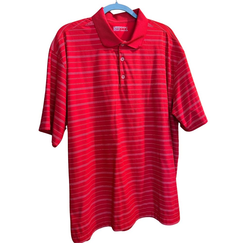 Nearly New Red Stripe Polo // Nike Golf Fit Dry Men's Size XL